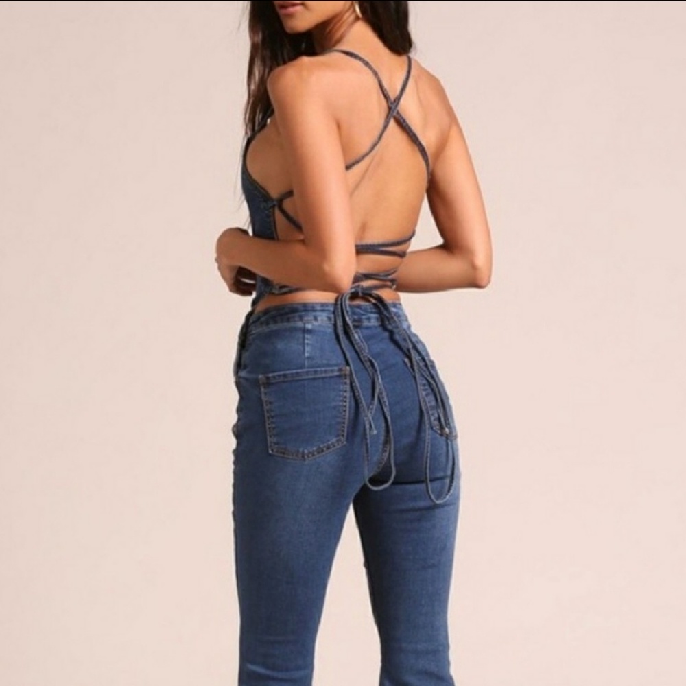SOLD OUT!!! JEAN OVERALL JUMPSUIT**0 L LEFT!!** - Picture 3 of 3